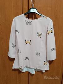 blusa donna rosa con stampa farfalle