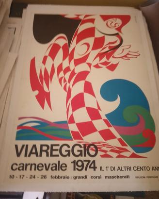 manifesto poster pubblicitario Viareggio Carnevale