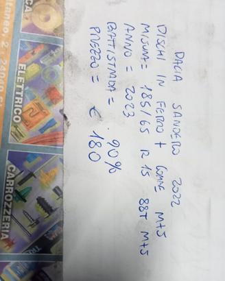 DISCHI IN FERRO+GOMME M+S DACIA SANDERO 185/65/15