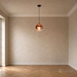 Lampada Sospensione Vetro Oro Rosa 20cm E27
