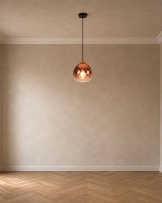 Lampada Sospensione Vetro Oro Rosa 20cm E27