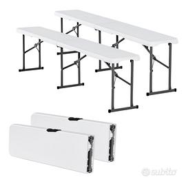 Panca Pieghevole in Plastica Portatile 2 Pz Bianco