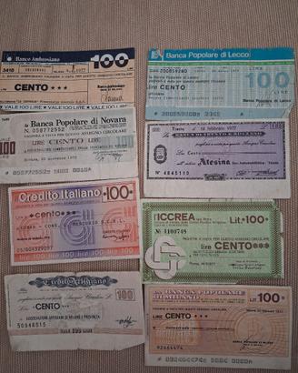 "Lotto 38 Miniassegni Anni '70 - con RARO 300 Lire