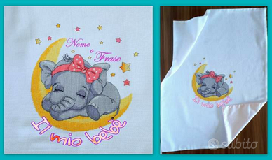 Copertina Neonata fatta a mano Elefantina luna