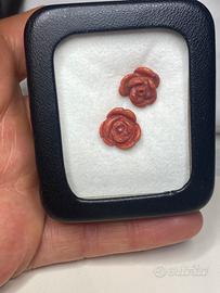 Corallo naturale coppia rose per orecchini