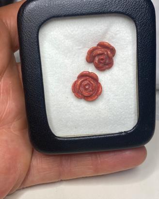 Corallo naturale coppia rose per orecchini