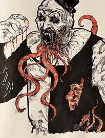 Disegno Art il clown + Cthulhu incorniciato