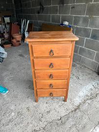 Cassettiera in legno 5 cassetti stile classico
