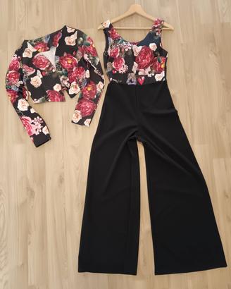Tuta elegante donna floreale con giacchino
