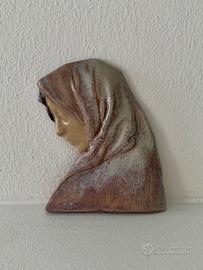 Formella ceramica arte CS1979 profilo donna velata