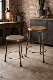 Coppia di sgabelli industriali vintage originali 