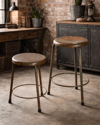 Sgabello industriale vintage originale