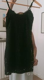 vestito donna elasticizzato in pizzo nero fo nero 
