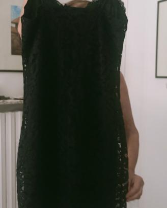 vestito donna elasticizzato in pizzo nero fo nero 