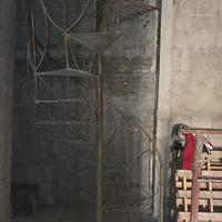 SCALA  A CHIOCCIOLA ANTICA IN FERRO BATTUTO 3,8 M