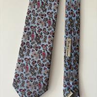 Cravatta Bottega del Sarto azzurra motivo pesley