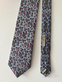 Cravatta Bottega del Sarto azzurra motivo pesley