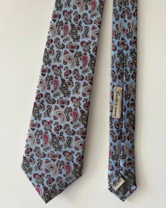 Cravatta Bottega del Sarto azzurra motivo pesley