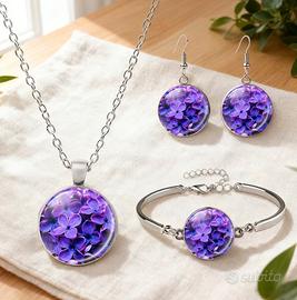 Set Gioielli Lilla: Collana, Bracciale e Orecchini
