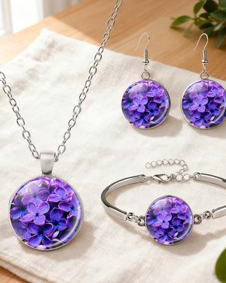 Set Gioielli Lilla: Collana, Bracciale e Orecchini