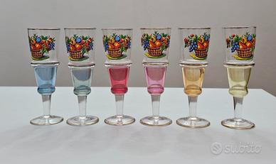 SET 6 BICCHIERI ARLECCHINO VINTAGE COLLEZIONE/USO