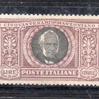 AV - REGNO 1923, MANZONI Il 5 Lire N. 156 * TL