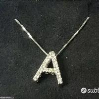 COLLANA LETTERA " A " ORO 18kt. E DIAMANTI
