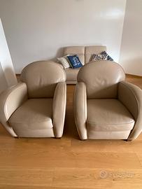 Coppia poltorne Natuzzi Aris pelle color tortora