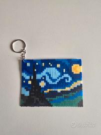Portachiavi fatto a mano. Notte stellata Van Gogh