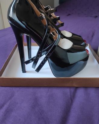 décolleté high-heels vernice nere tg 39