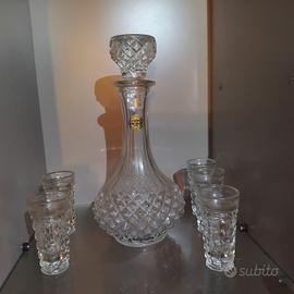 caraffa in cristallo con 5 bicchieri