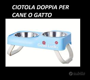 Doppia ciotola per cani o gatti rialzata