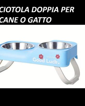 Doppia ciotola per cani o gatti rialzata
