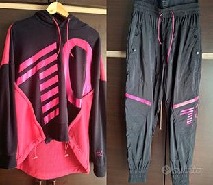 Tuta EA7 Emporio Armani felpa pantaloni nero rosa
