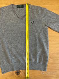Maglione Fred Perry 100% lana grigio collo a V