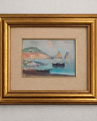 Quadro dipinto a mano paesaggio marino firmato 