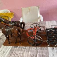 Modellino aratro fatto a mano ferro e legno