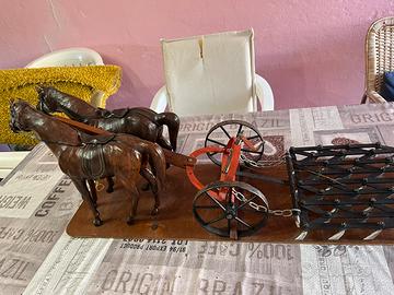 Modellino aratro fatto a mano ferro e legno