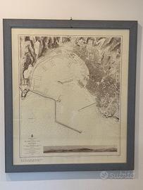 Stampa porto e città di Genova, cornice 75x65 cm