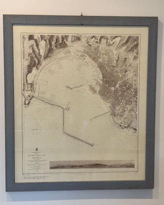 Stampa porto e città di Genova, cornice 75x65 cm