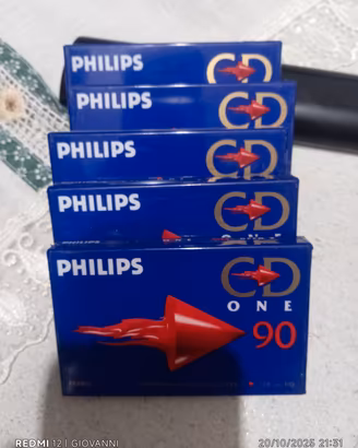 Lotto 5 Cassette Audio Philips CD ONE 90 - Sigilla