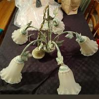 Lampadario in ferro battuto verde