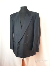 Giacca lusso doppiopetto nera Loro Piana Tasmania