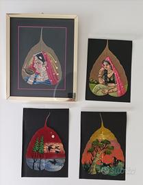 Dipinti indiani su foglie di banyan