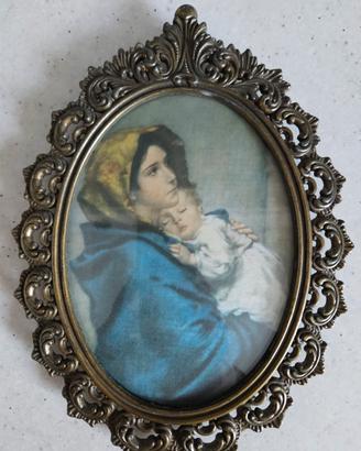 quadretto ovale religioso vintage "Madonnina"
