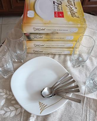 8 piatti da dessert , 8 cucchiaini