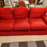 Divano letto tre posti rosso