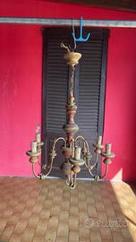 lampadario legno ferro uno