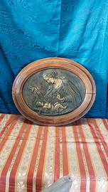 antica scultura in bronzo Madonna col bambino