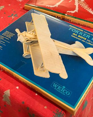 Kit modellismo legno aereo biplano nuovo